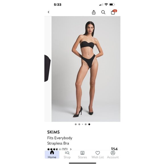 Skims Fit Every Day Strapless Black Bra Size 34DD Style BA-BAN 9055 - Picture 8 of 9